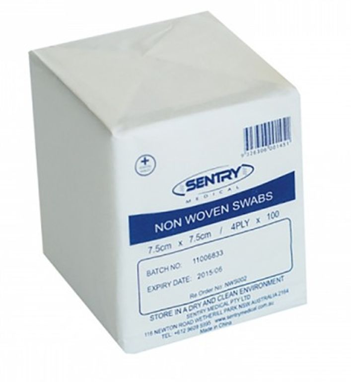 Gauze Swab Non Woven 7.5x7.5cm 4ply (Pack of 100)