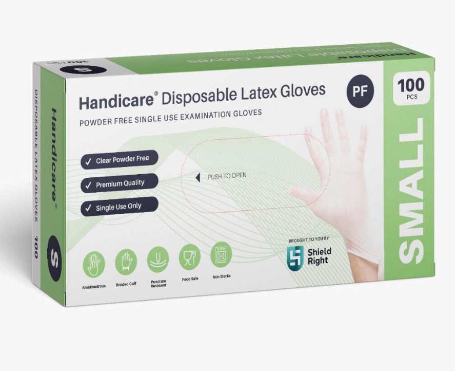 Handicare Latex Gloves Disposable Powder Free (Small) - Carton of 10