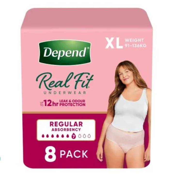 Depend Real Fit Regular Underwear For Women Xl  Female 620ml Nude