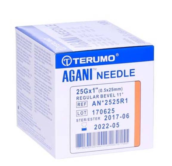 Agani Hypodermic Needles 25G x 25mm Orange - Box/100