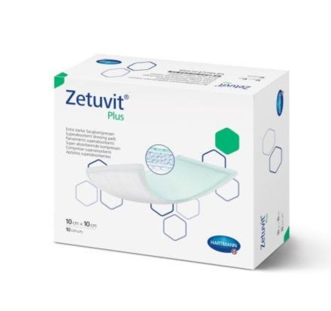Zetuvit Plus Super-Absorbent Sterile Dressing 10 x 10cm - Box/10